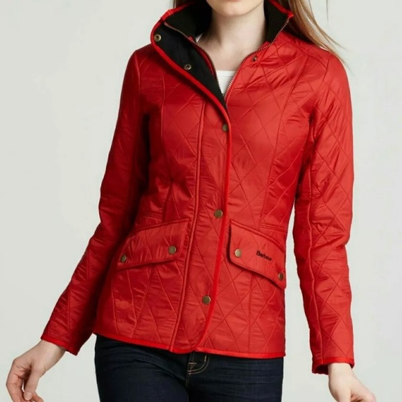 barbour red quilted jacket
